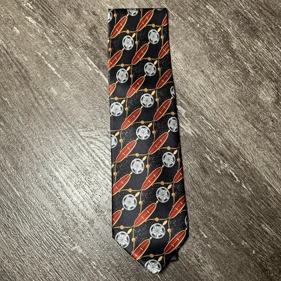 Vintage Laura Pearson for Jaguar Auto Car Collectible Italy Navy Gold Neck Tie